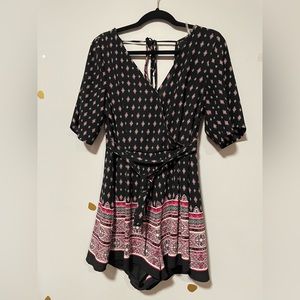 Black and pink romper with scoop back